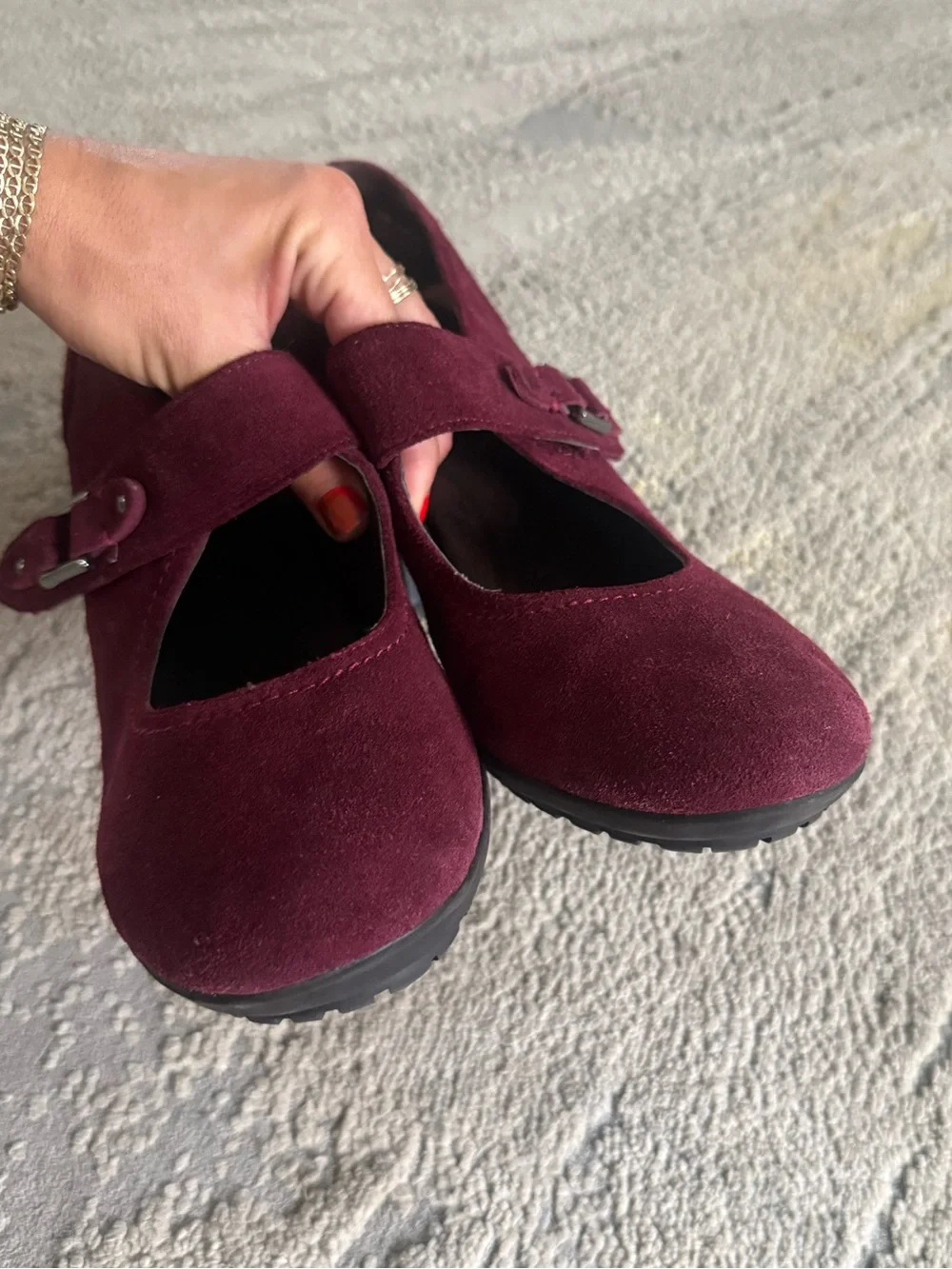 AEROSOLES Wine Burgundy Suede Mary Jane Heels comfort pumps 10